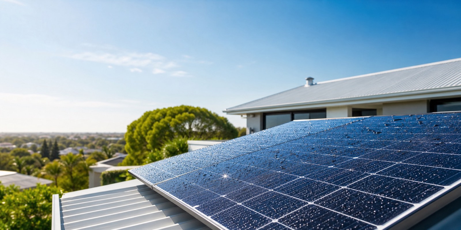 Rooftop solar panel array in Perth, Western Australia